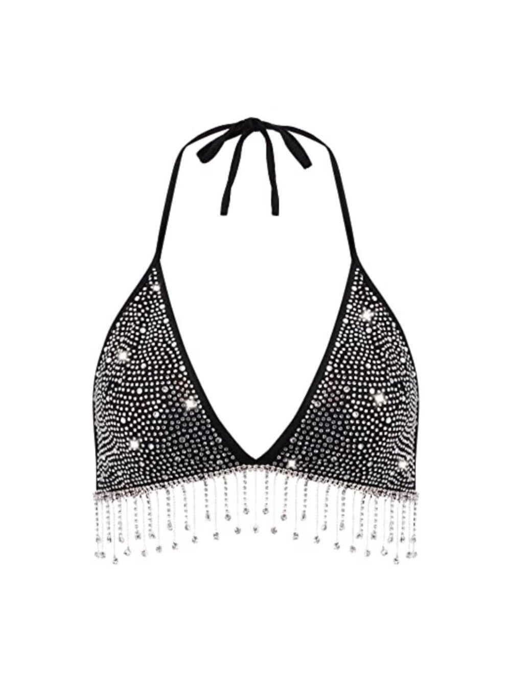 Sequin Crop Top V Neck Bandage Tank Cami
